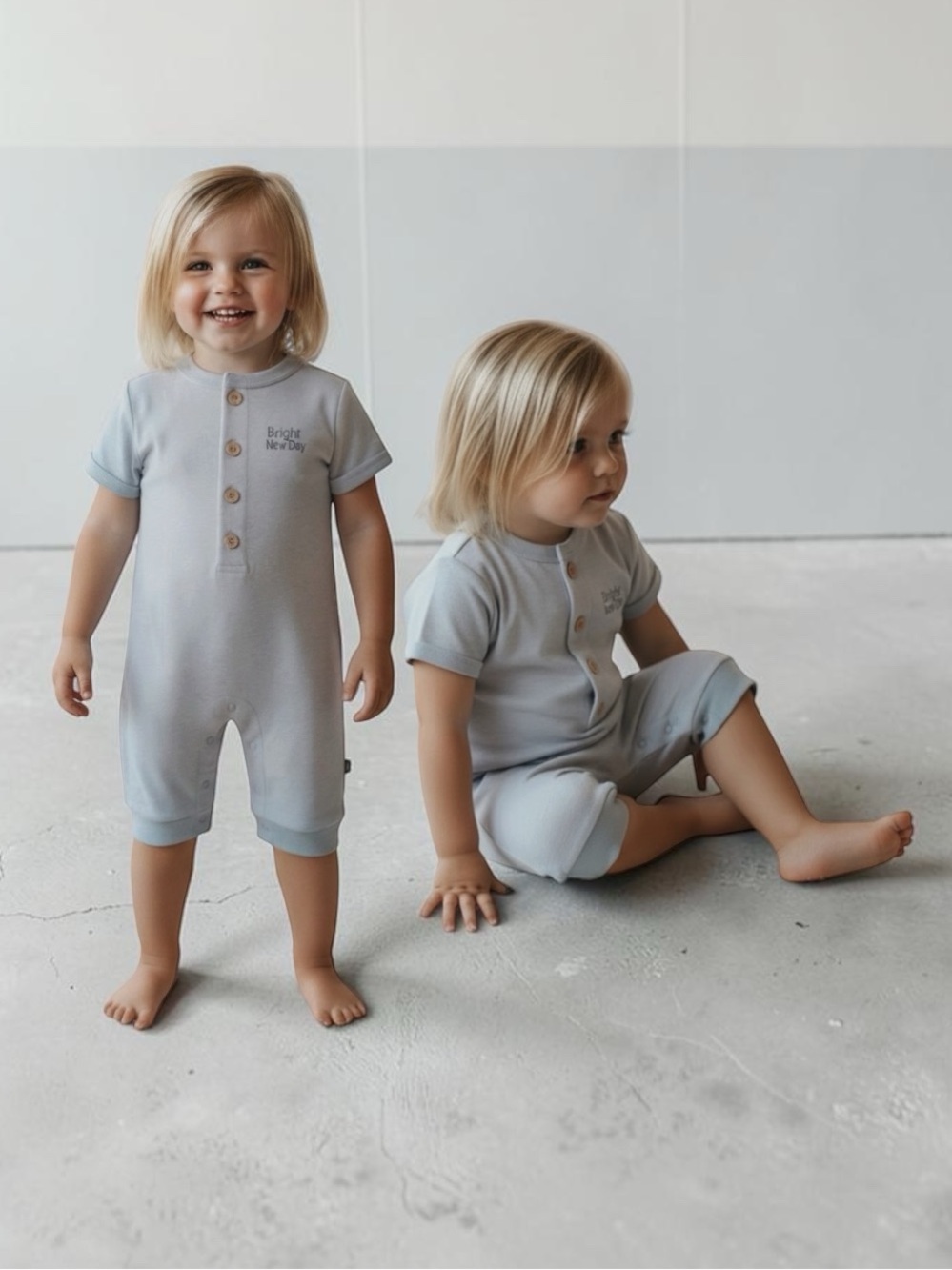 Bright New Day Kids Short Sleeve One-Piece in Slate Gray Bodysuit